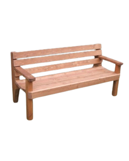 WOODEN 2 SEAT BENCH WITH ARMS