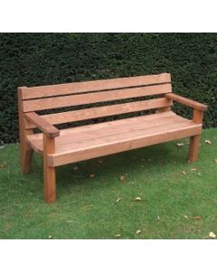 WOODEN 2 SEAT BENCH WITH ARMS