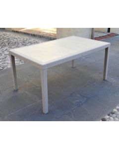 Rattan style plastic table Prince White