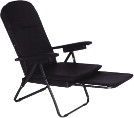 FOLDING CHAIR WITH FOOTREST BLACK