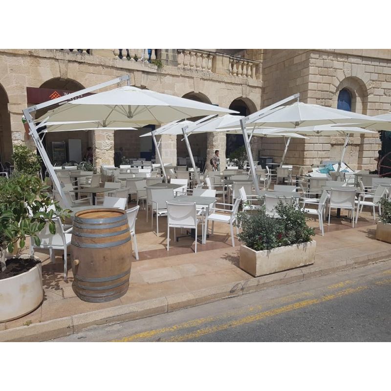 3 X 3 Meter Outdoor Cantilever Umbrella | Cream Colour With 80kg Marble Base