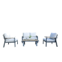 PROMO | Rotterdam Duo 4-Seater Sofa Set Anthracite Aluminium + Teak Finish